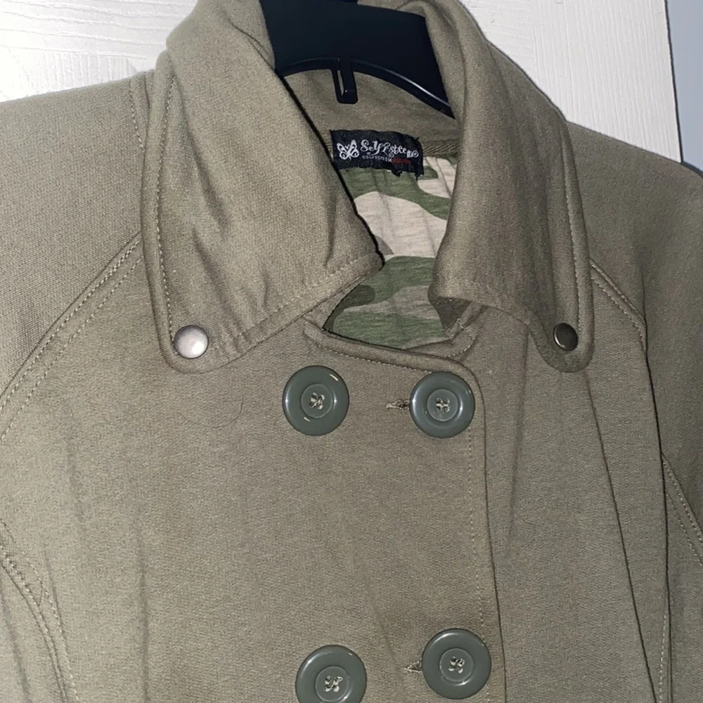 Self Esteem Olive Green Button Up Army Style Collar Jacket - Picture 4 of 11